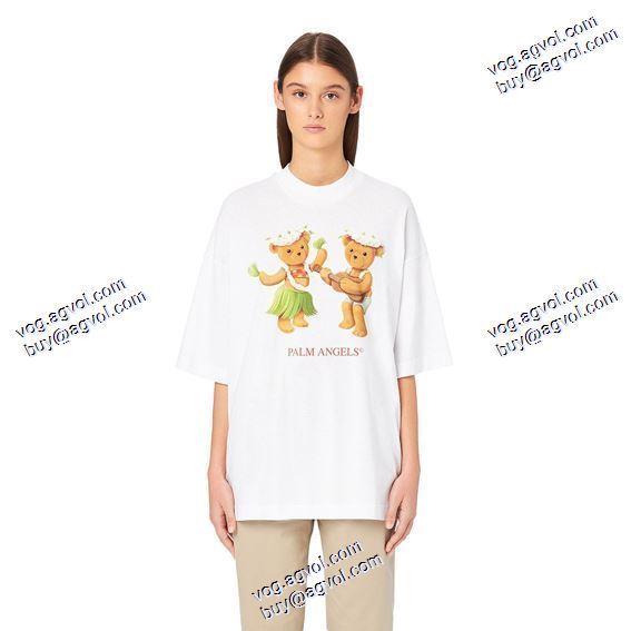 首胸ロゴ 2020秋冬 ハワイフラスコギター小熊半袖Tシャツ パーム エンジェルス Palm Angels スーパーコピー 2色可選